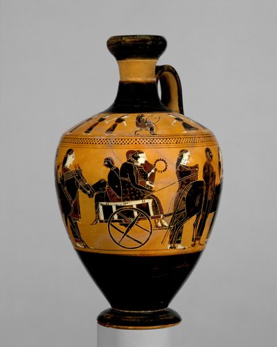 Pişmiş toprak lekythos, yaklaşık MÖ 550–530 (pişmiş toprak) by Amasis Painter