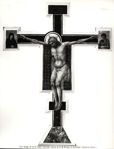 Çarmıha Gerilme (panelde sıcaklık) (s/b fotoğraf) by Ambrogio Bondone (school of) Giotto