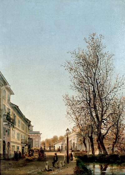 Porta Venezia bölgesinin görünümü, Milano (resim, c.1850) by Ambrogio Fermini