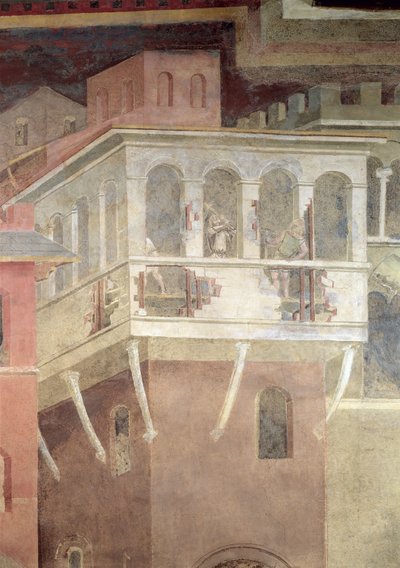 Kötü Hükümet Alegorisi, bir evin yıkılmasının detayı by Ambrogio Lorenzetti