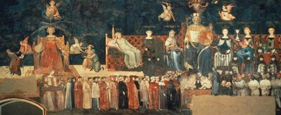 İyi Yönetim Alegorisi, Alegoriden detay ve iyi ve kötü yönetimin kasaba ve kırdaki etkileri by Ambrogio Lorenzetti