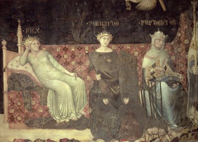 İyi Yönetim Alegorisi, Barış, Cesaret ve Basiret Detayı, 1338-40 by Ambrogio Lorenzetti