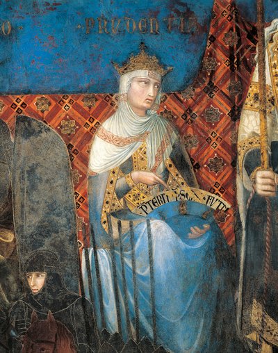 İyi Yönetim Alegorisi, sağduyu, Alegoriden detay ve iyi ve kötü yönetimin kasaba ve kırdaki etkileri by Ambrogio Lorenzetti