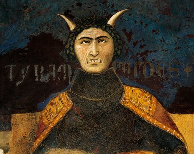 Kötü hükümet alegorisi, tiranlık, alegoriden detay ve iyi ve kötü yönetimin kasaba ve kırdaki etkileri by Ambrogio Lorenzetti