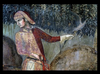 İyi Yönetimin Kırsaldaki Etkileri, bir şahin avcısının detayı, 1388-40 by Ambrogio Lorenzetti