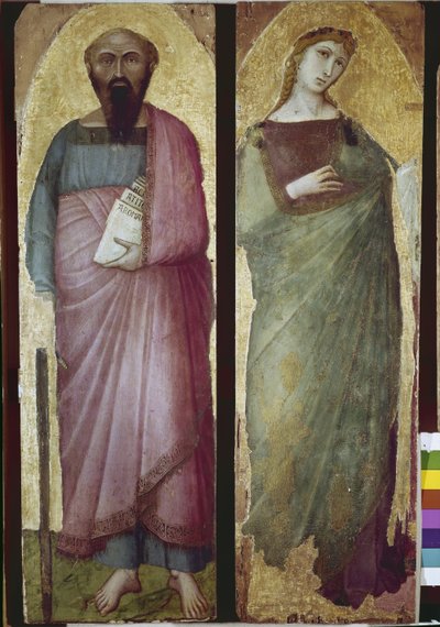 Aziz Paul ve kutsal bir şehitlik, bir poliptik detayı (ahşap üzerine tempera by Ambrogio Lorenzetti