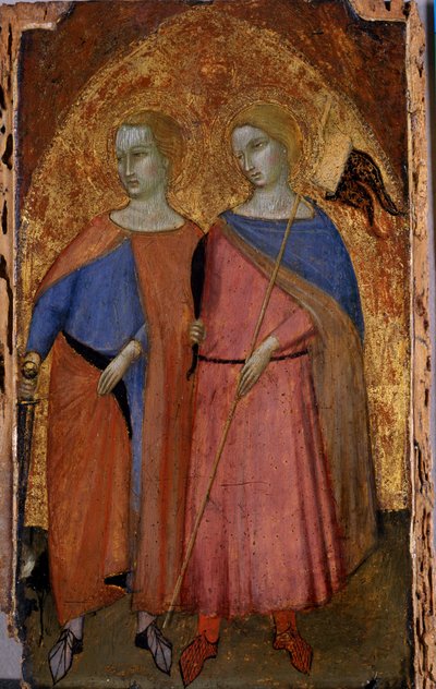 Aziz Galganus ve Ansanus, c.1360 (kavak ağacı üzerinde tempera) by Ambrogio Lorenzetti