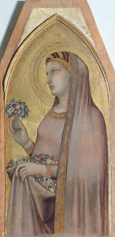 Aziz Dorothea, Ambrogio Lorenzetti (1290-ca 1348) tarafından Madonna ve Çocuğu Mary Magdalene ve Aziz Dorothea ile tasvir eden Triptik