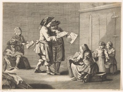 Beş erkek ve kadın resimlere bakıyor by Ambrogio Orio