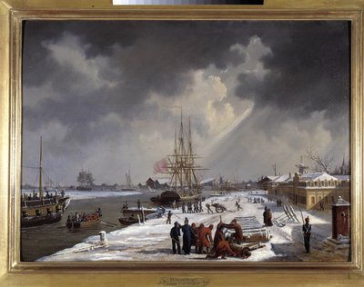 Rochefort limanı, Louis Garneray, sd. 1820 dolaylarında, Tuval üzerine yağlı boya, H. 0.330; L.0.460. CCIP Col. by Ambroise-Louis Garneray