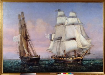 Elba adasından dönüş 28/02/1815 Napolyon I (1769-1821) ““ Tutarsız ””” gemisinde ““ Zephyr ””” i geçiyor. Ambroise Louis Garneray (1783-1857) 1837 Güneş tarafından tablo. 1,87x2,27 m by Ambroise-Louis Garneray