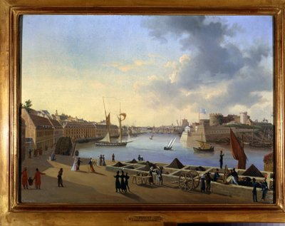 Brest Limanı ve Topçu Stoku - Louis Garneray tarafından yapılan resim, yaklaşık 1820, Tuval üzerine yağlı boya, H. 0,330; 0,460. CCIP Col. by Ambroise-Louis Garneray