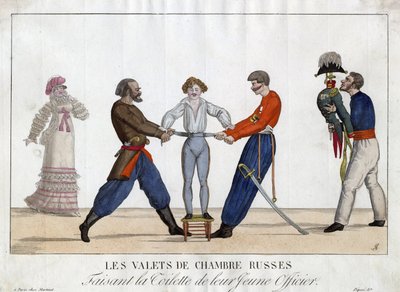 Genç bir Rus subayının tuvaleti - Garneray, Ambroise Louis (1783-1857) - c. 1815 - Gravür, suluboya - 24x32,6 - Özel Koleksiyon by Ambroise-Louis Garneray