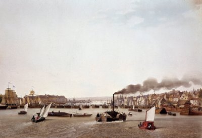 Seine'den Rouen'e giden nehir trafiğinin görünümü. Ambroise Louis Garneray (1783-1857) tarafından suluboya 19. yüzyıl Paris, BN by Ambroise-Louis Garneray