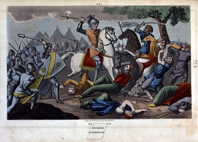 Poitiers Muharebesi: Charles Martel, Tours ve Poitiers arasında yenildi Abd al-Rahman I veya Abderamane I (Abd al-Rahman) (731-788), Saracens kralı 732 - Ambrose Tardieu tarafından 1825