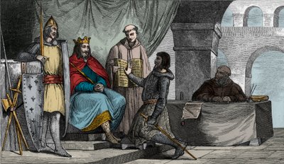 II. Louis (848-79) Kekeme, bir soyludan bağlılık yemini alır - by Ambroise Tardieu