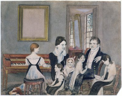 The Schuyler Family, 1824 (wc on paper) by Ambrose Andrews