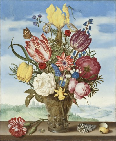 Bir çıkıntı üzerinde çiçek buketi by Ambrosius the Elder Bosschaert