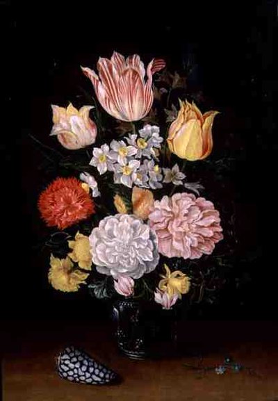 Kabuklu Çiçeklerin Natürmort (panelde yağlı boya) by Ambrosius the Younger Bosschaert