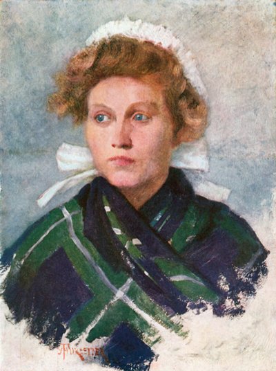 Flaman Genç Bir Kadın (renkli taş baskı) by Amedee (after) Forestier