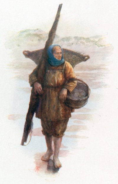 A Shrimper, Coxyde (renkli taş baskı) by Amedee (after) Forestier