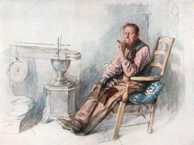 Yaşlı Bir Çiftçi (renkli taş baskı) by Amedee (after) Forestier