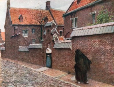 Mont St Amand Beguinage, Gent (renkli taş baskı) by Amedee (after) Forestier