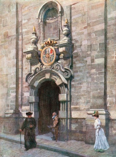Eski Karmelit Kilisesi Girişi, Brüksel (renkli taşbaskı) by Amedee (after) Forestier