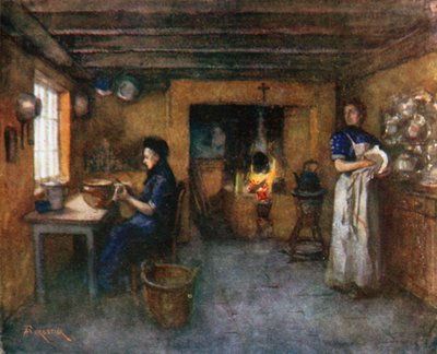 Bir Çiftlik Evinin İçi, Duinhoek (renkli taş baskı) by Amedee (after) Forestier