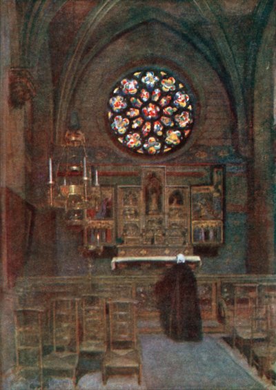 Aziz Joseph Katedral Şapeli, Antwerp (renkli taş baskı) by Amedee (after) Forestier