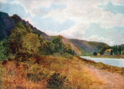 Meuse Nehri üzerindeki Waulsort Şatosu (renkli taş baskı) by Amedee (after) Forestier