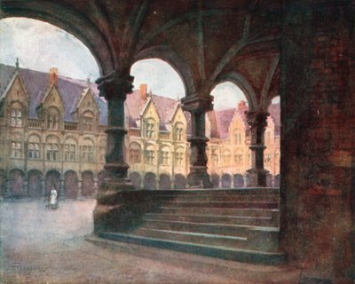 Piskoposluk Sarayı - Dış Avlu, Liege (renkli lito) by Amedee (after) Forestier