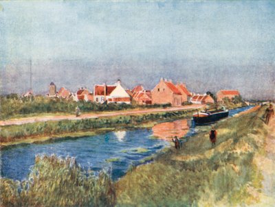 Köy ve Kanal, Adinkerque (renkli lito) by Amedee (after) Forestier
