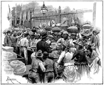 Pazarda buz tezgahı, Georgetown, Demerara, Guyana İngiliz Guyanası, 1888 by Amedee Forestier