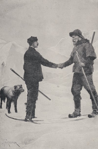 Kutup kaşifleri Frederick George Jackson ve Fridtjof Nansen'in buluşması, Franz Josef Land, 1896 by Amedee Forestier