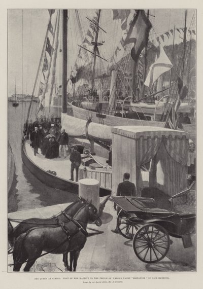 Kraliçe Cimiez'de, Majestelerinin Galler Prensi'nin Nice Limanı'ndaki Britannia Yatını Ziyareti by Amedee Forestier
