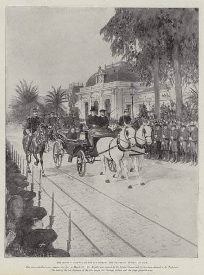 Kraliçe'nin Kıta Yolculuğu, Majestelerinin Nice'e Varışı by Amedee Forestier