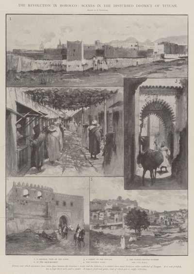 Fas'ta Devrim, Tetuan'ın Rahatsız Edilmiş Bölgesindeki Manzaralar by Amedee Forestier