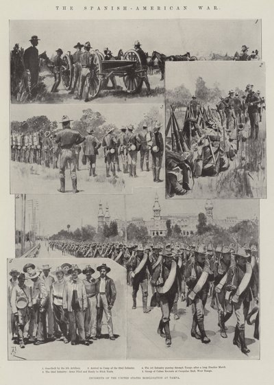 İspanyol-Amerikan Savaşı, Tampa'daki Amerika Birleşik Devletleri Seferberliği Olayları by Amedee Forestier
