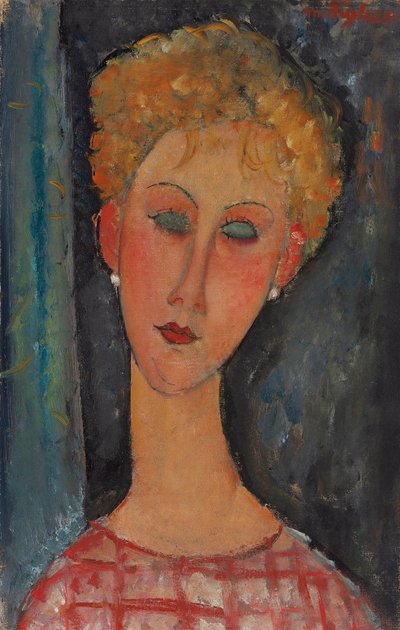 Kıvırcık Saçlı Sarışın Kadın; Küpeli sarışın, c.1918-1919 by Amedeo Modigliani