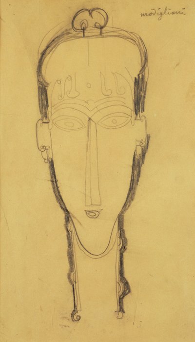 Baş Elbiseli Bir Karyatid Başkanı, 1911 by Amedeo Modigliani