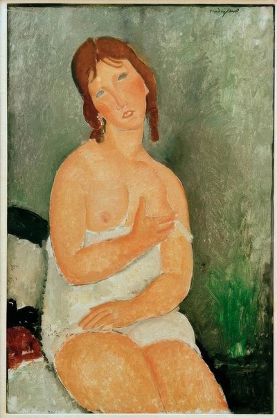 oturan genç kadın by Amedeo Modigliani