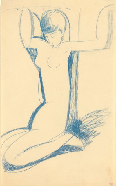 Diz çökmüş Mavi Karyatid (Anna Akhmatova by Amedeo Modigliani