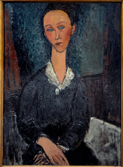 La woman au col blanc Resim Amedeo Modigliani (1884-1920) tarafından 20. yüzyıl Güneşi. 0,92x0,6 m Grenoble, Güzel Sanatlar Müzesi by Amedeo Modigliani