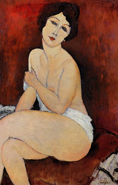 Büyük Oturan Çıplak (tuval üzerine yağlı boya) by Amedeo Modigliani