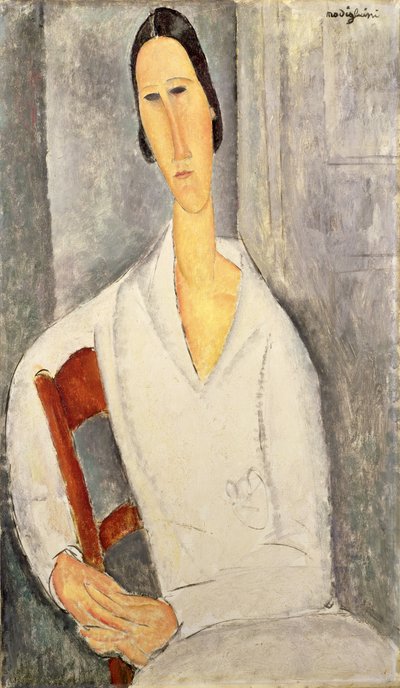 Madame Hanka Zborowska Sandalyeye Yaslanmış, 1919 (tuval üzerine yağlı boya) by Amedeo Modigliani