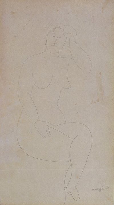 Çıplak Ayakta Kız (Bacak Çapraz) by Amedeo Modigliani