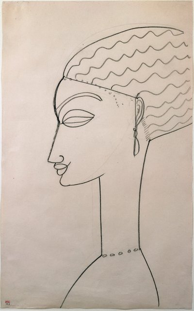 Kadın profili. Kadın profili. Amedeo Modigliani (1884-1920), 1910-1911 tarafından çizim. New York, Modern Sanat Müzesi by Amedeo Modigliani