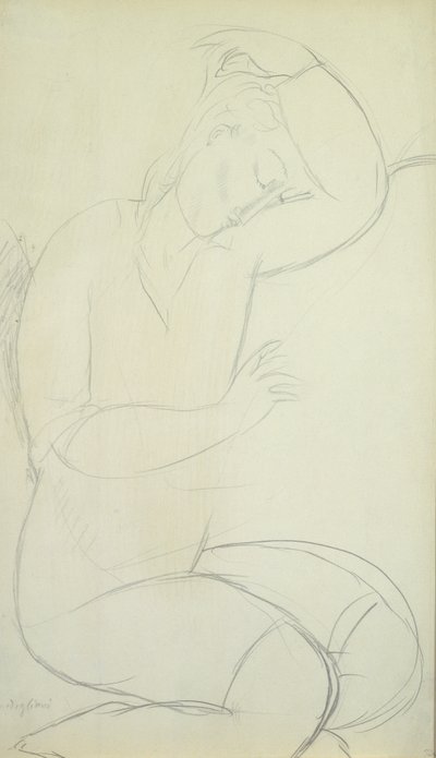 Uyuyan Kadın (kağıt üzerine kurşun kalem) by Amedeo Modigliani