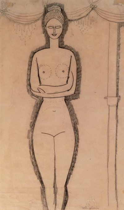 Ayakta Çıplak (kağıt üzerine kalem) by Amedeo Modigliani